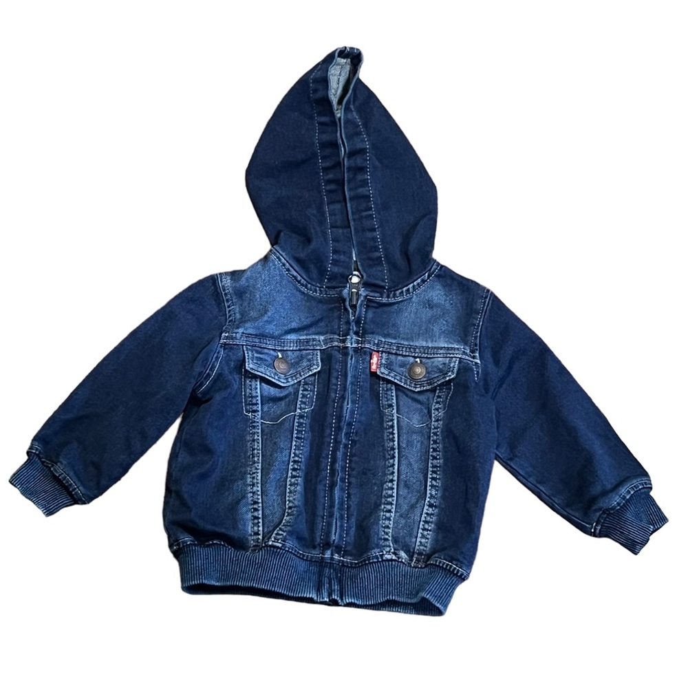 Baby Levis 12m Blue Denim Hooded Jacket Zip Up